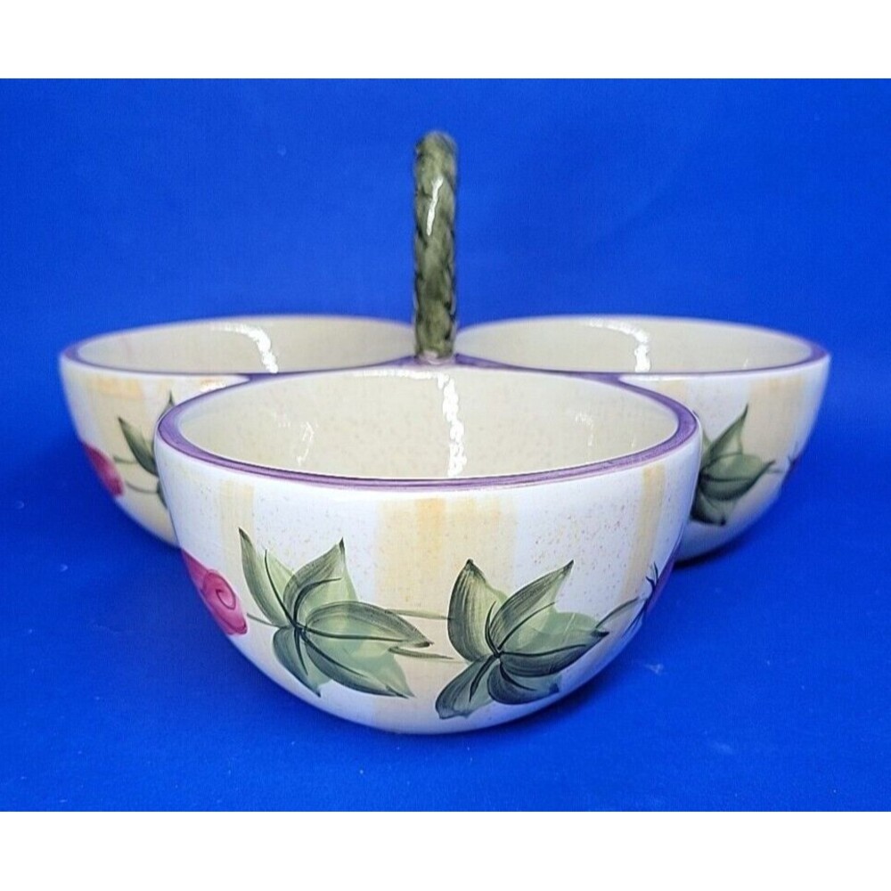 Noble Excellence Kimberly Divided Salsa Dip Condiment Bowls Tray Discontinued